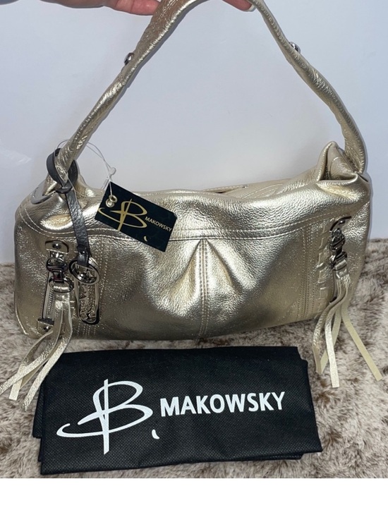 b. makowsky Handbags - b. makowsky Metallic Gold Hobo Shoulder Bag